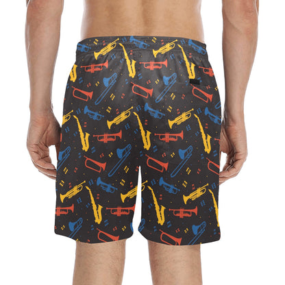 Saxophone Print Design LKS407 Men's Swim Trunks Beach Shorts