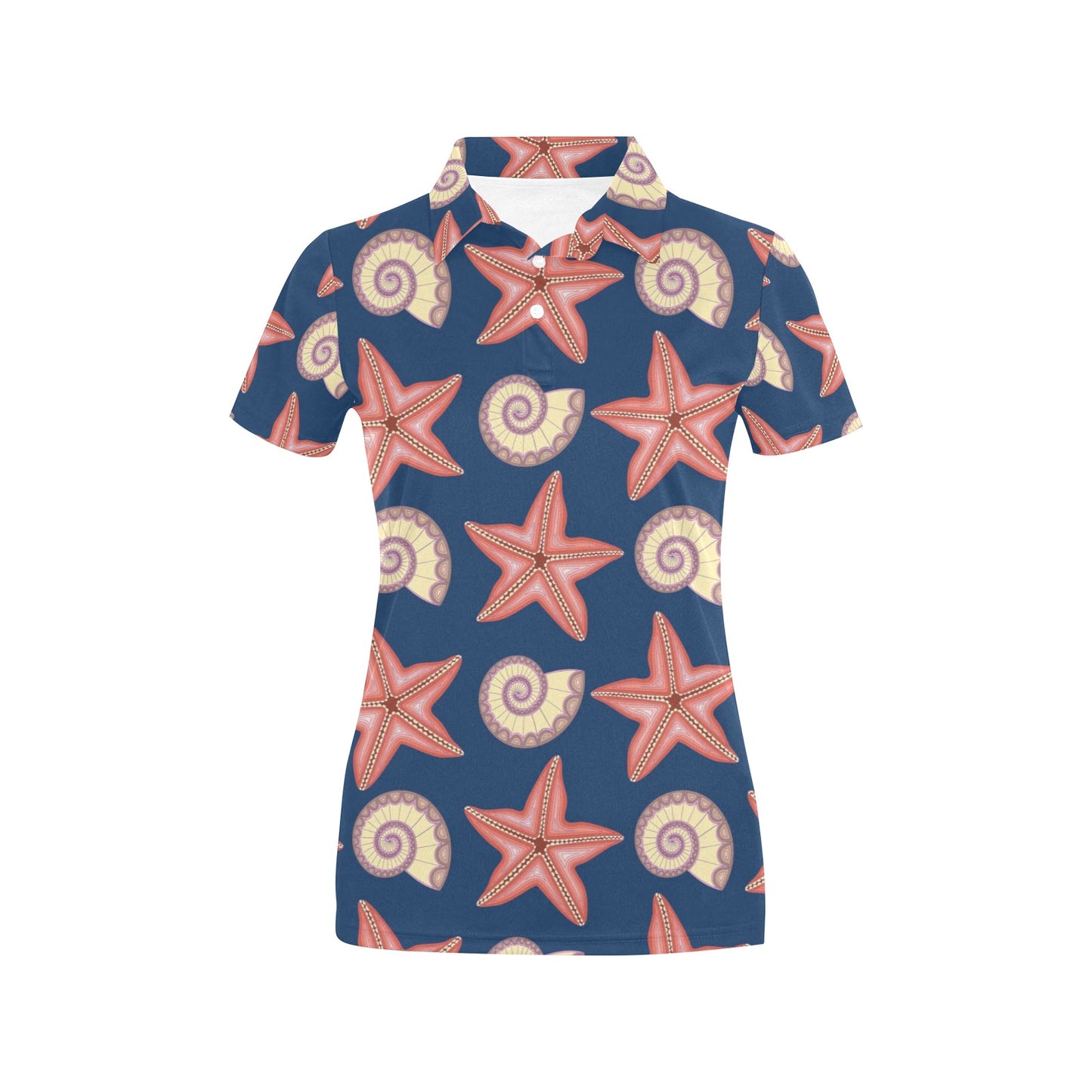 Starfish Pattern Print Design 03 Women's Polo Shirt