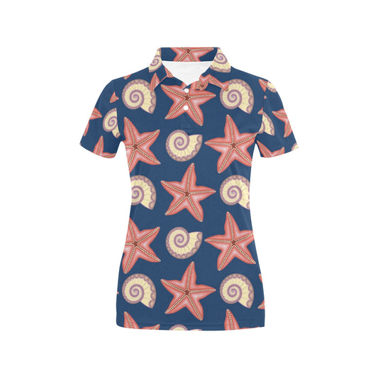 Starfish Pattern Print Design 03 Women's Polo Shirt