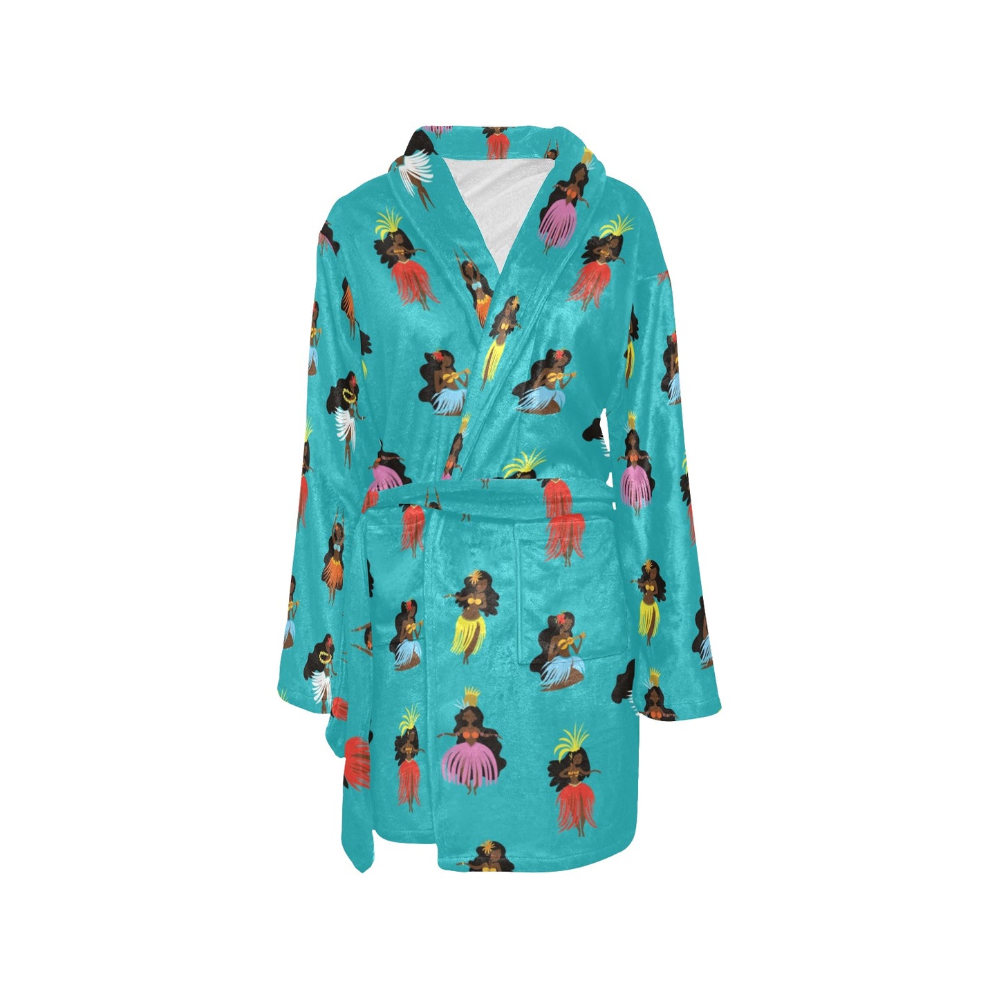 Hula Dancers Pattern Print Design 04 Women's Fleece Robe