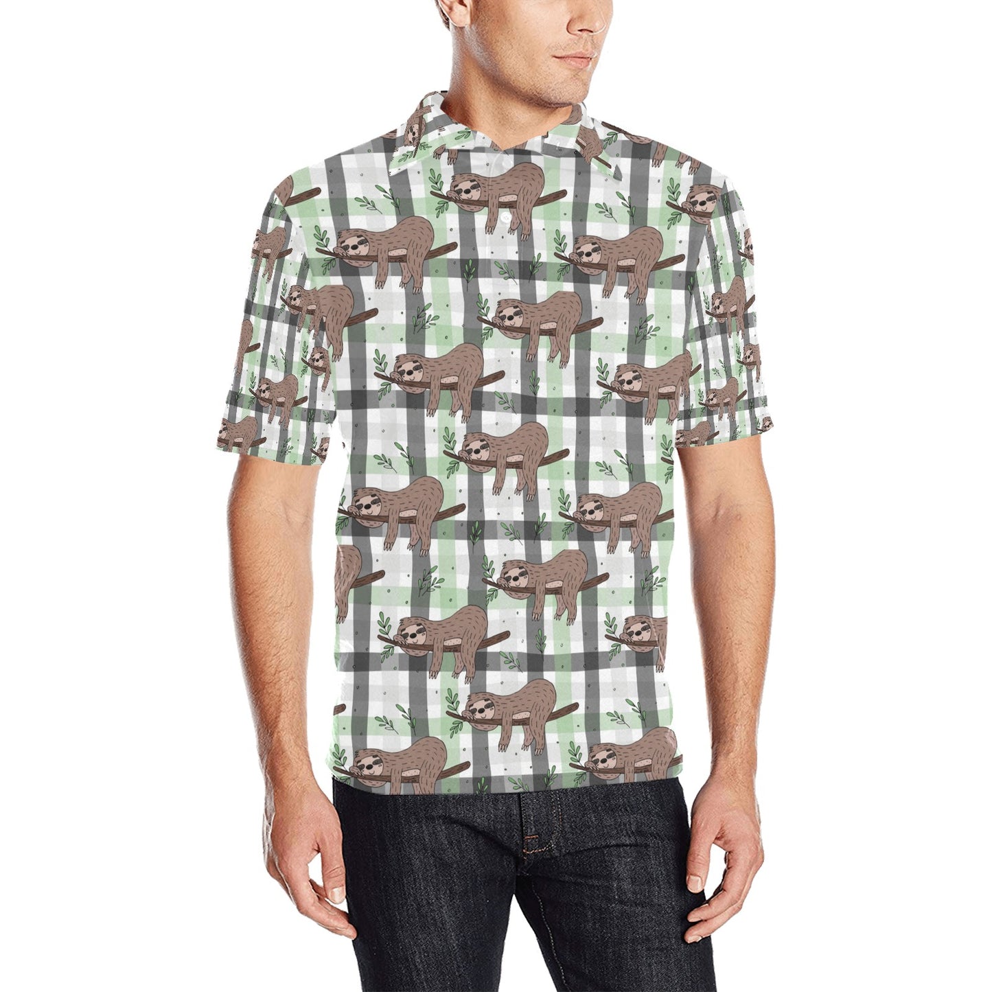 Sloth Print Design LKS301 Men Polo Shirt