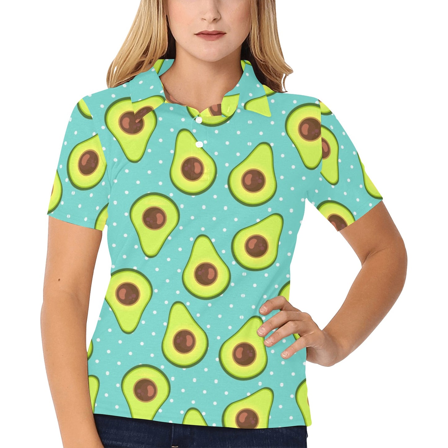 Avocado Pattern Print Design AC012 Women's Polo Shirt