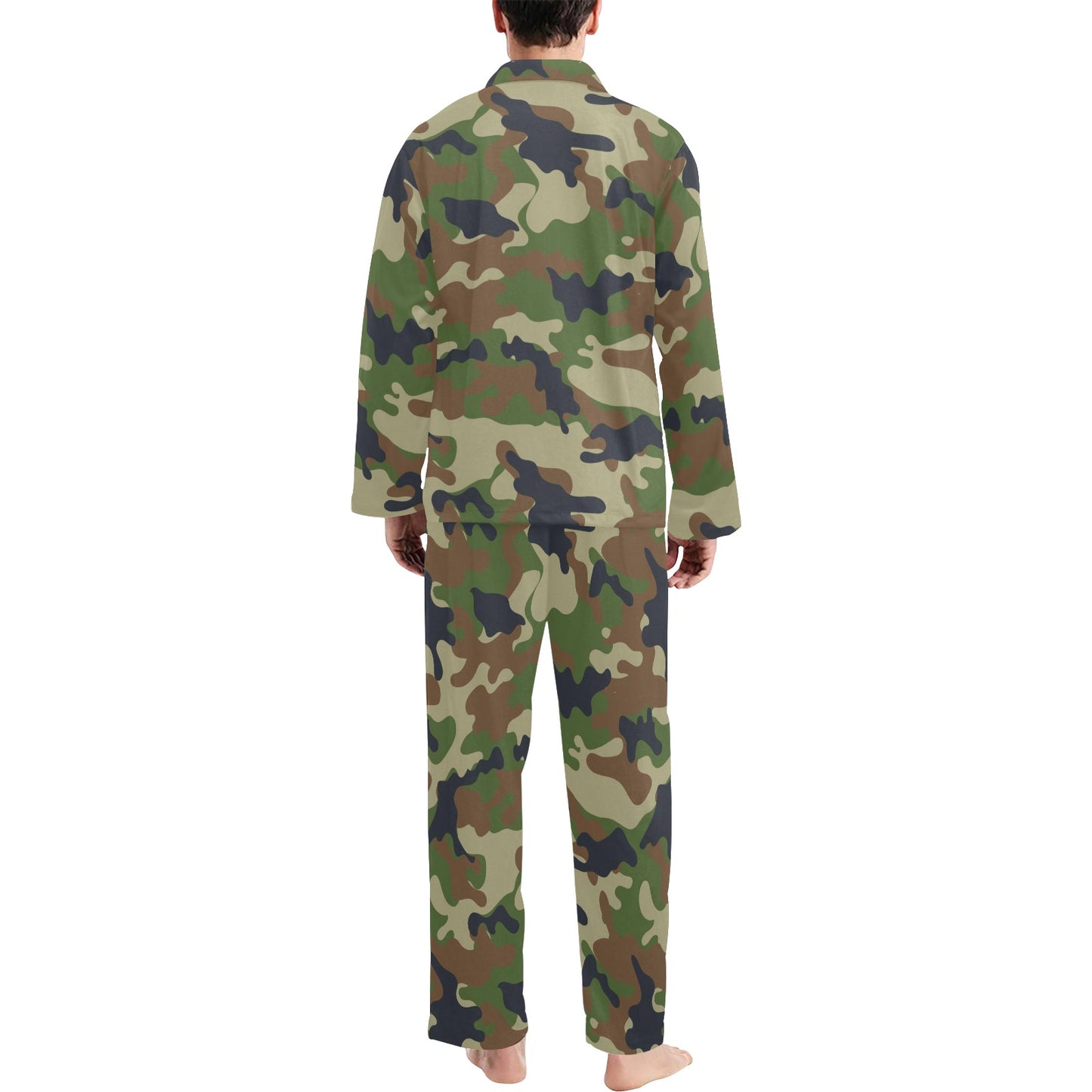 Army Camouflage Pattern Print Design 01 Men's Long Pajama Set