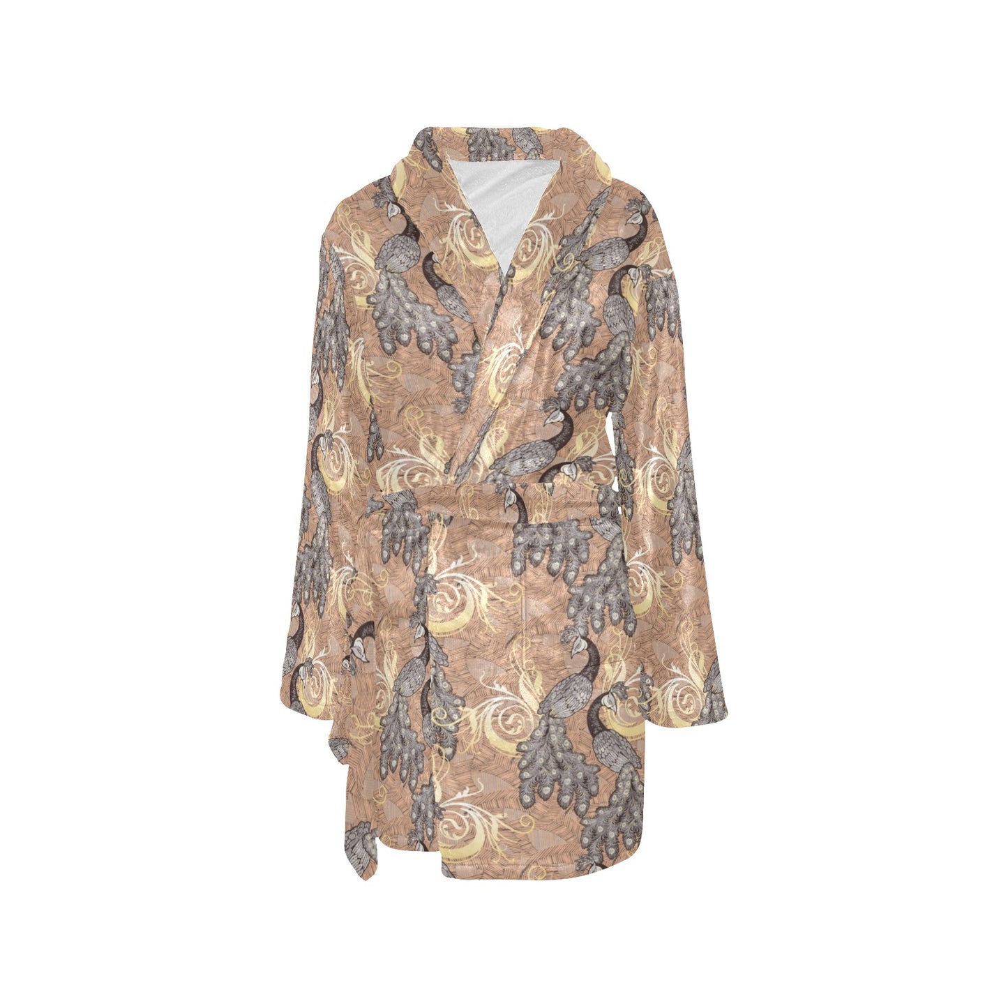 Peacock Pattern Print Design A05 Women's Fleece Robe