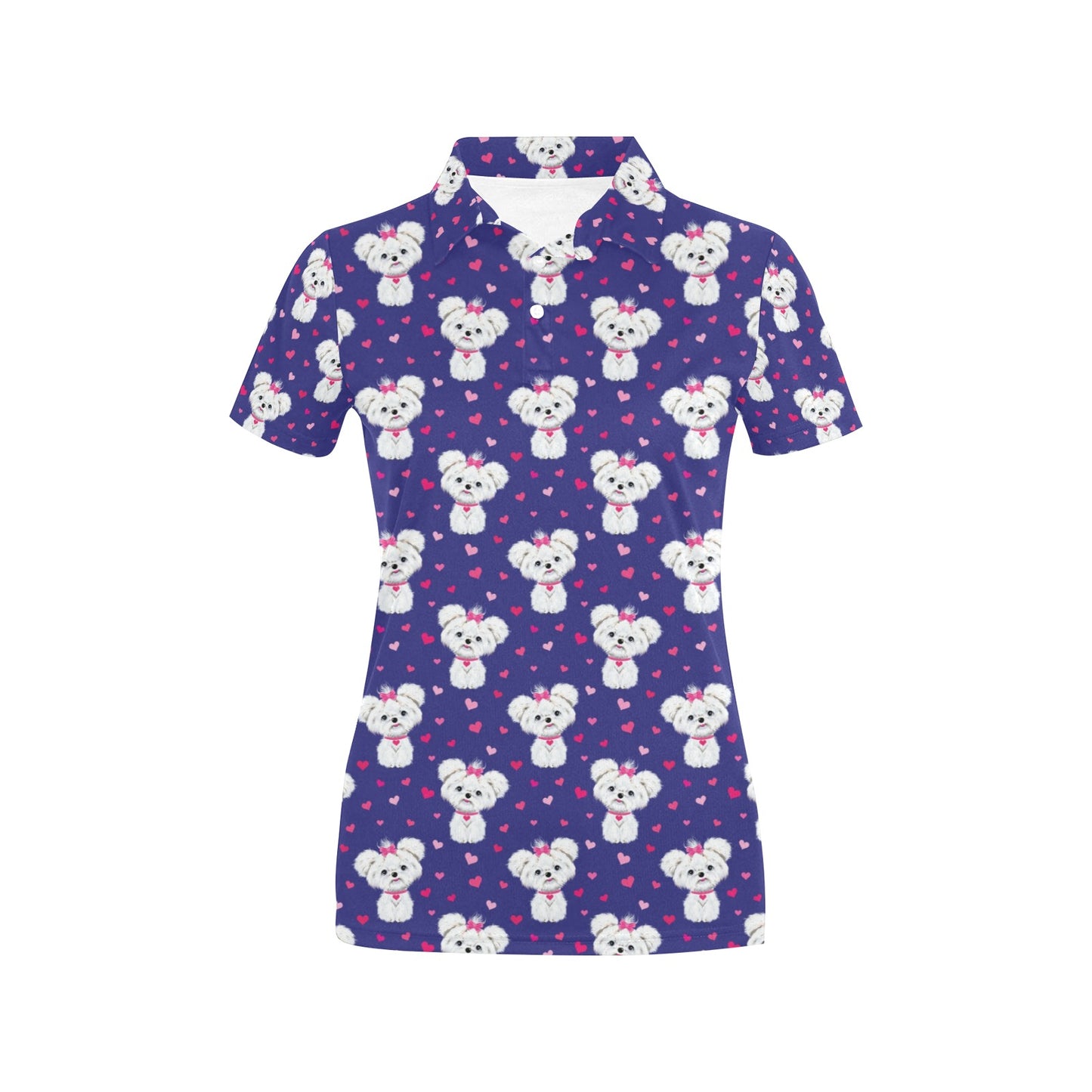 Maltese Pattern Print Design 02 Women's Polo Shirt
