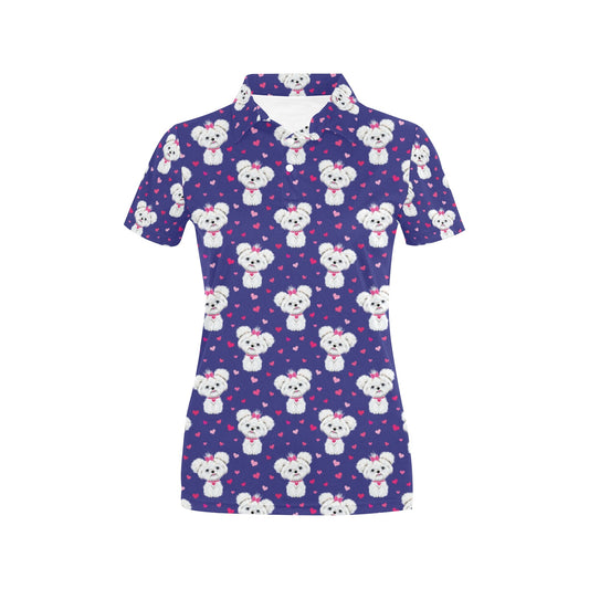 Maltese Pattern Print Design 02 Women's Polo Shirt