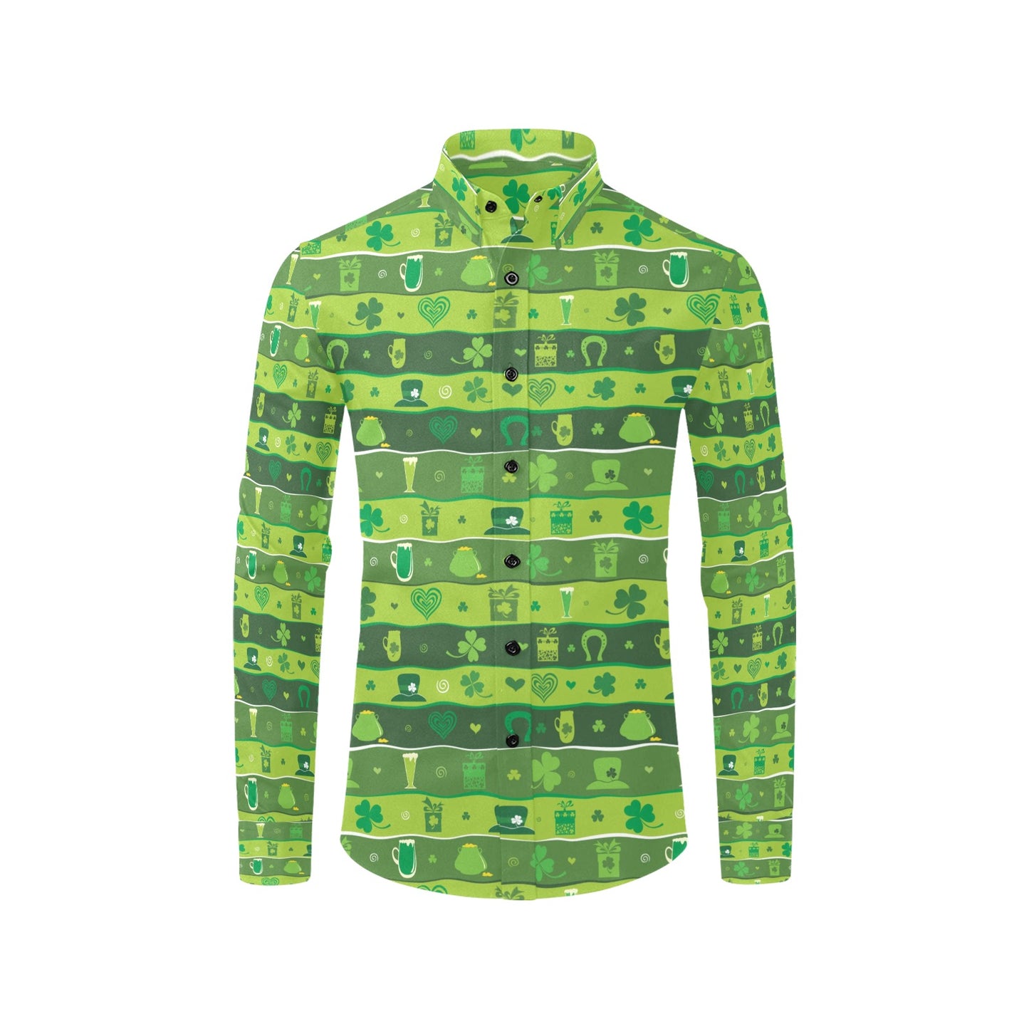 Shamrock Print Design LKS303 Men's Long Sleeve Dress Shirt