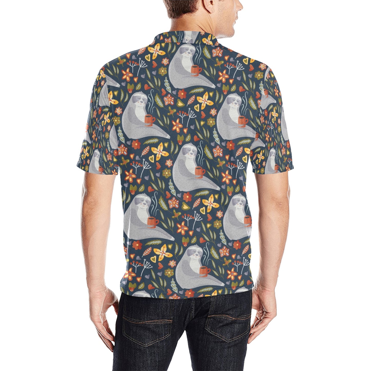 Sloth Print Design LKS303 Men Polo Shirt