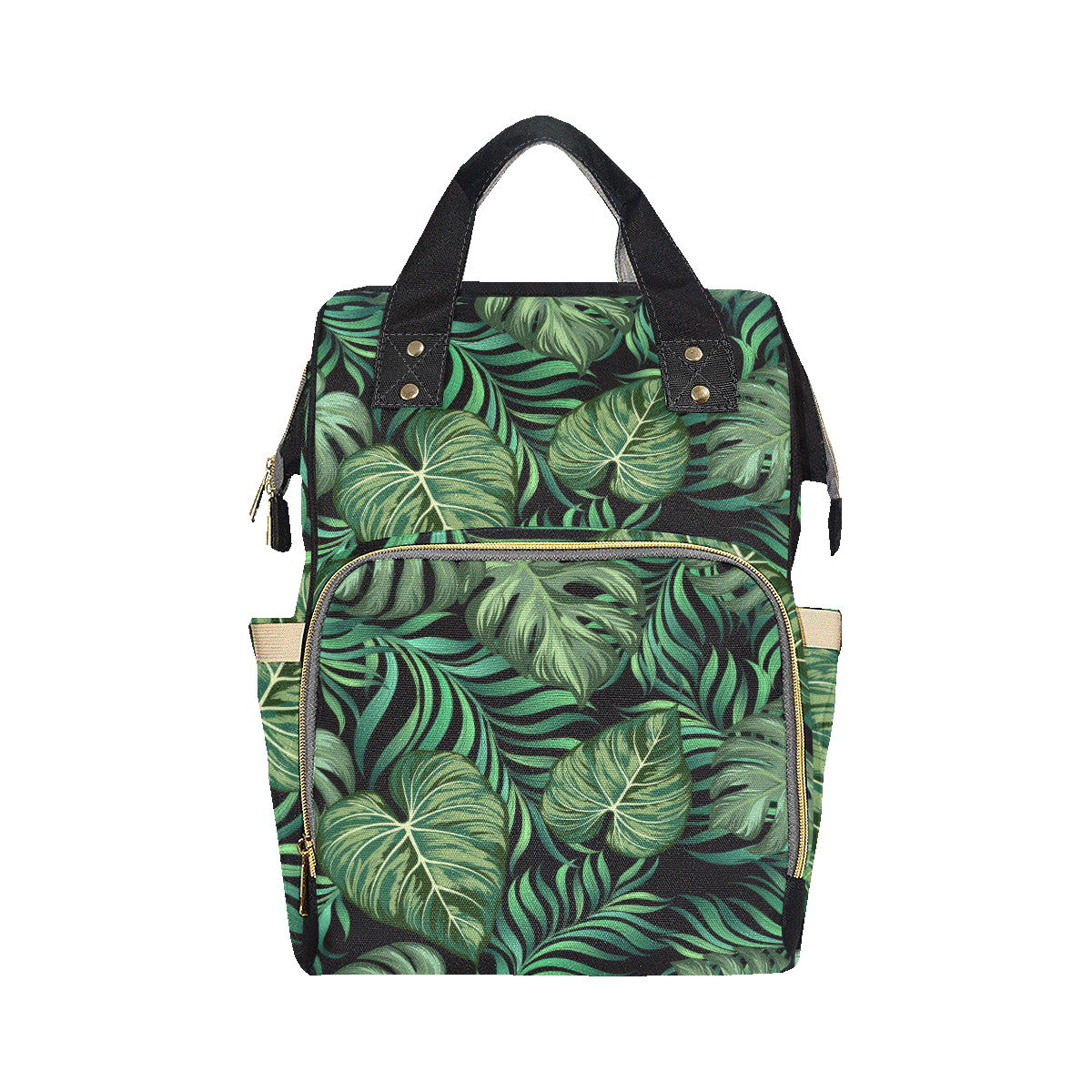 Green Fresh Tropical Palm Leaves Diaper Bag Backpack