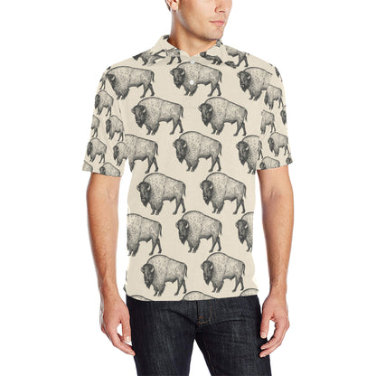 Bison Pattern Print Design 02 Men Polo Shirt