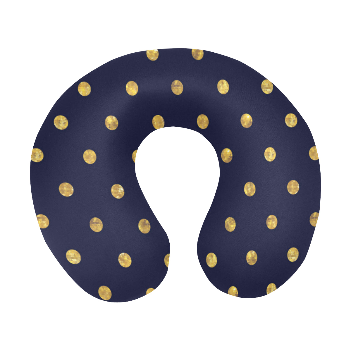 Polka Dot Gold Blue Pattern Print Design 02 U-Shaped Travel Neck Pillow