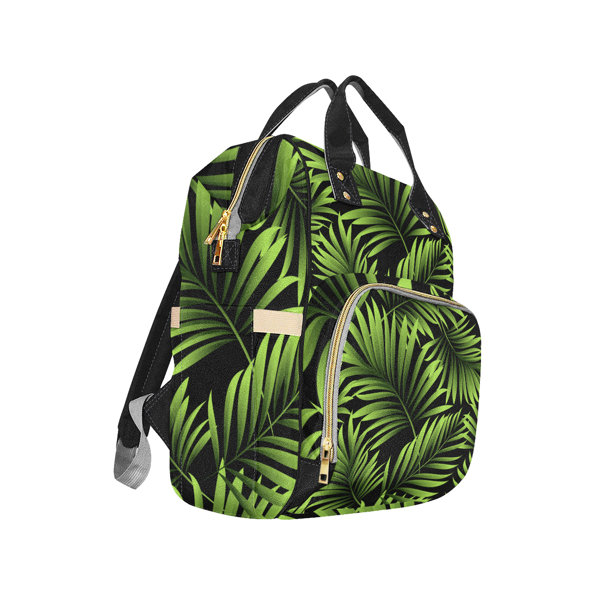 Green Neon Tropical Palm Leaves Diaper Bag Backpack