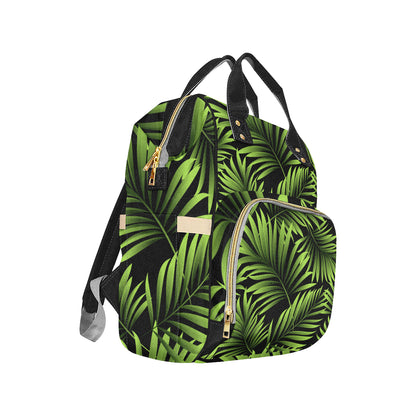 Green Neon Tropical Palm Leaves Diaper Bag Backpack