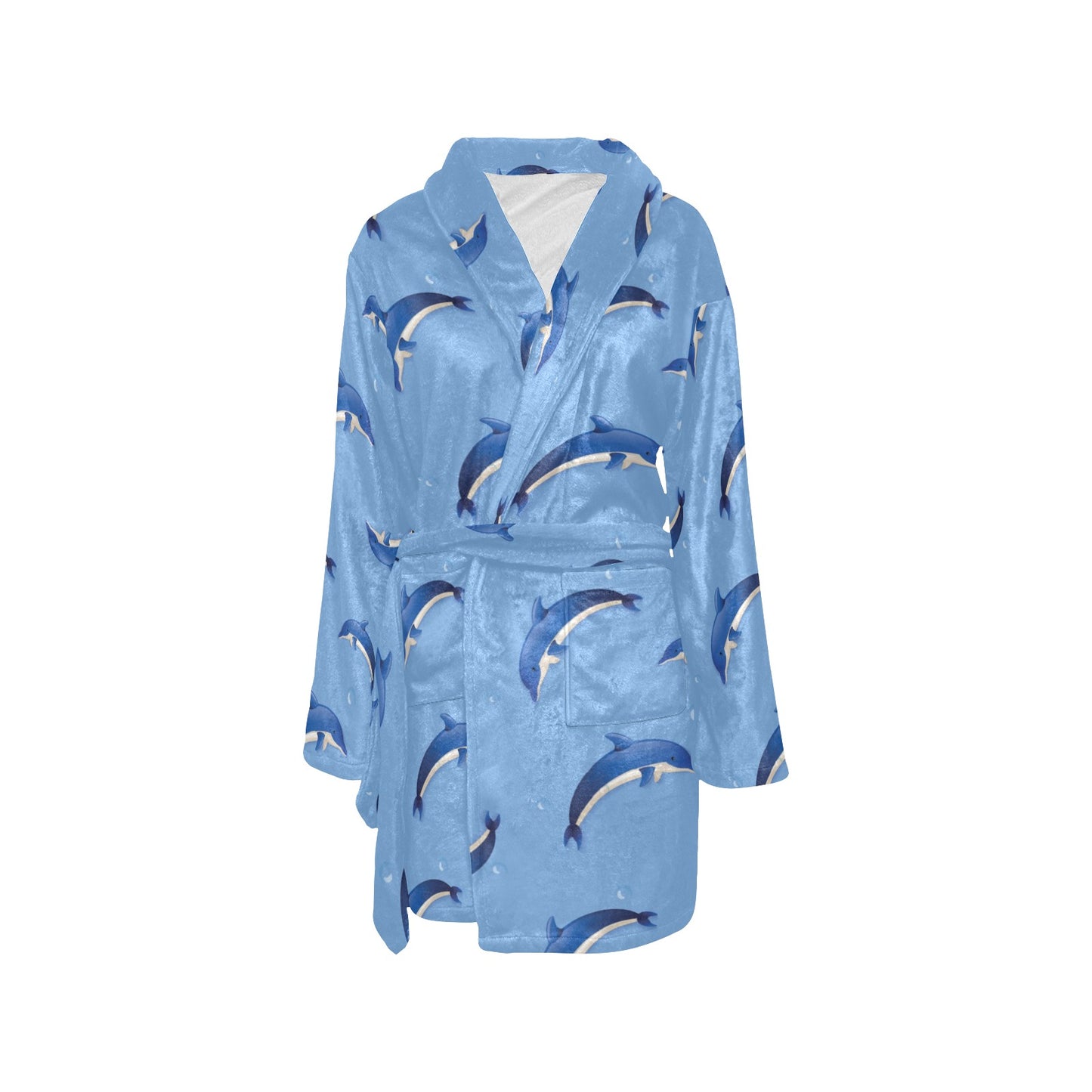 Dolphin Blue Print Women's Fleece Robe