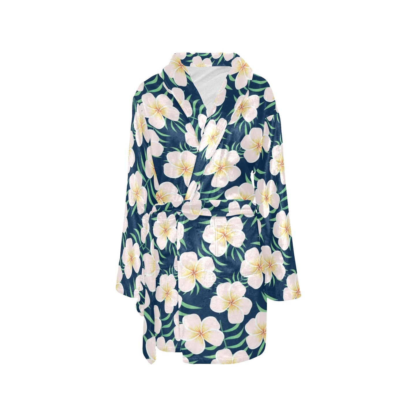 Pink Plumeria Pattern Print Design PM016 Women's Fleece Robe