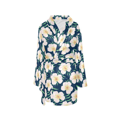 Pink Plumeria Pattern Print Design PM016 Women's Fleece Robe