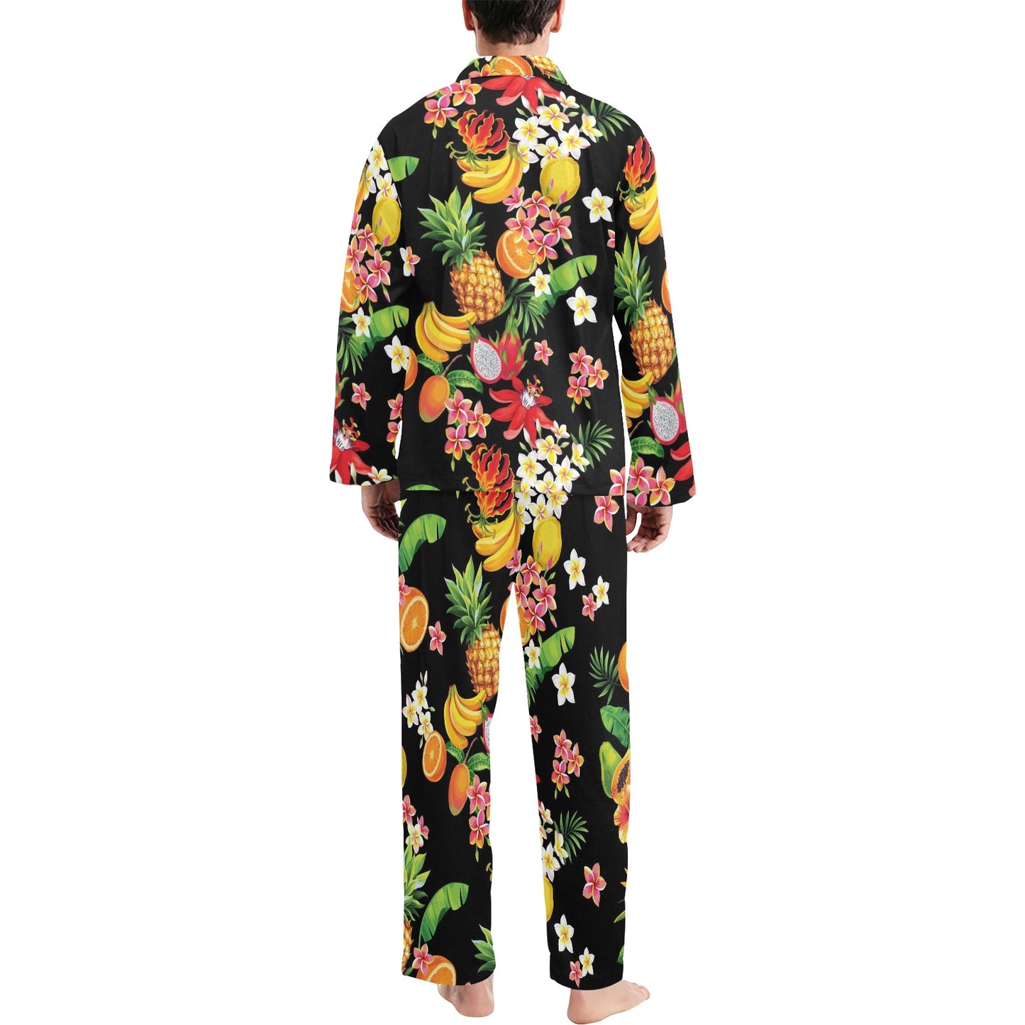 Tropical Fruits Pattern Print Design TF02 Men's Long Pajama Set