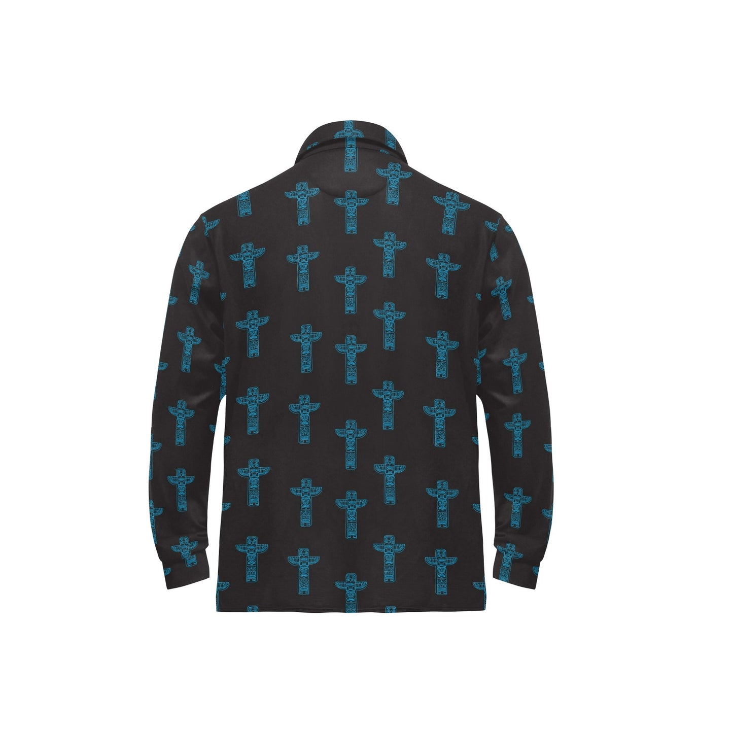 Totem Print Design LKS304 Long Sleeve Polo Shirt For Men's