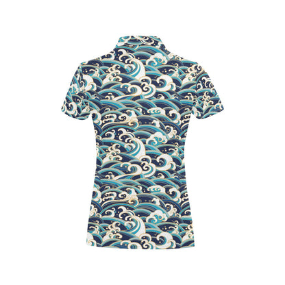 Surf Wave Pattern Women's Polo Shirt