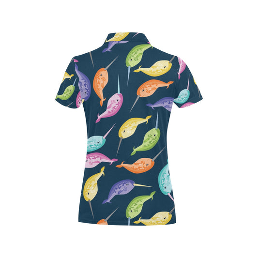 Narwhal Colorful Pattern Print Design 03 Women's Polo Shirt