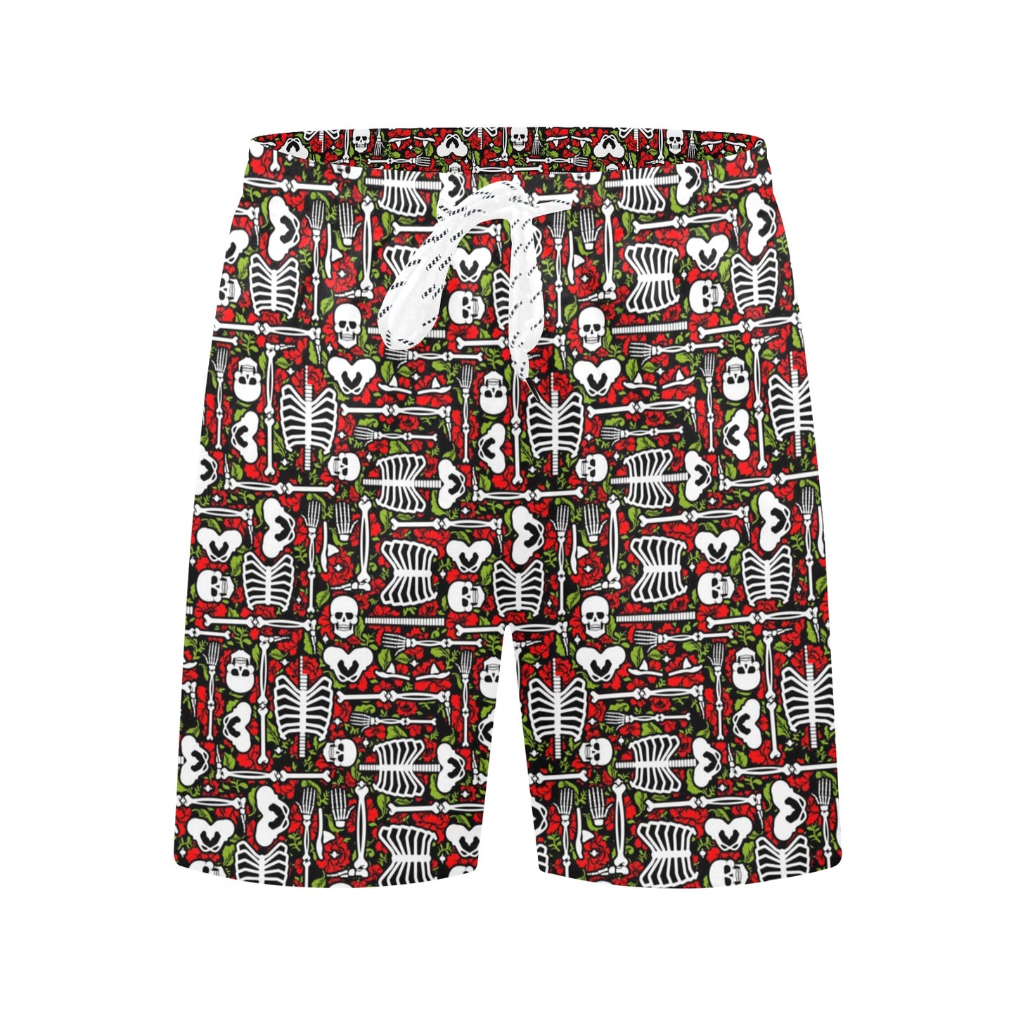 Skeleton Pattern Print Men's Swim Trunks Beach Shorts