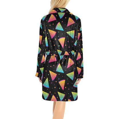 Rainbow Watermelon Pattern Print Design A04 Women's Fleece Robe