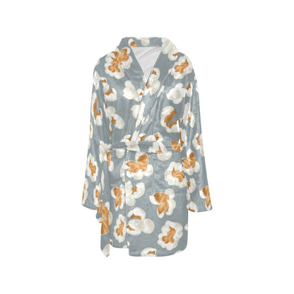 Popcorn Pattern Print Design A05 Women's Fleece Robe