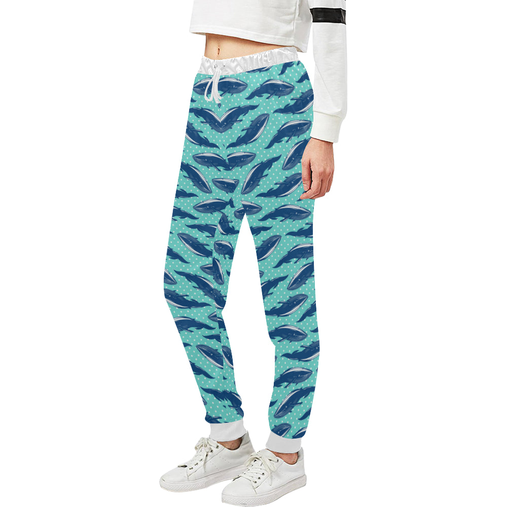 Whale Polka Dot Design Themed Print Unisex Sweatpants