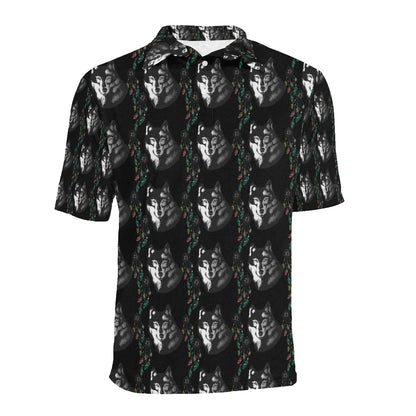 Wolf Black Dream Catcher Design Print Men Polo Shirt