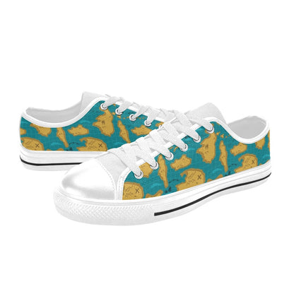 World Map Print Design LKS301 Women's White Low Top Shoes