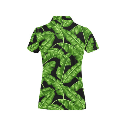 Banana Leaf Pattern Print Design BL01 Women's Polo Shirt