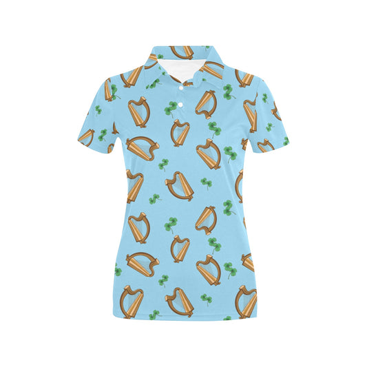 Harp Pattern Print Design 01 Women's Polo Shirt