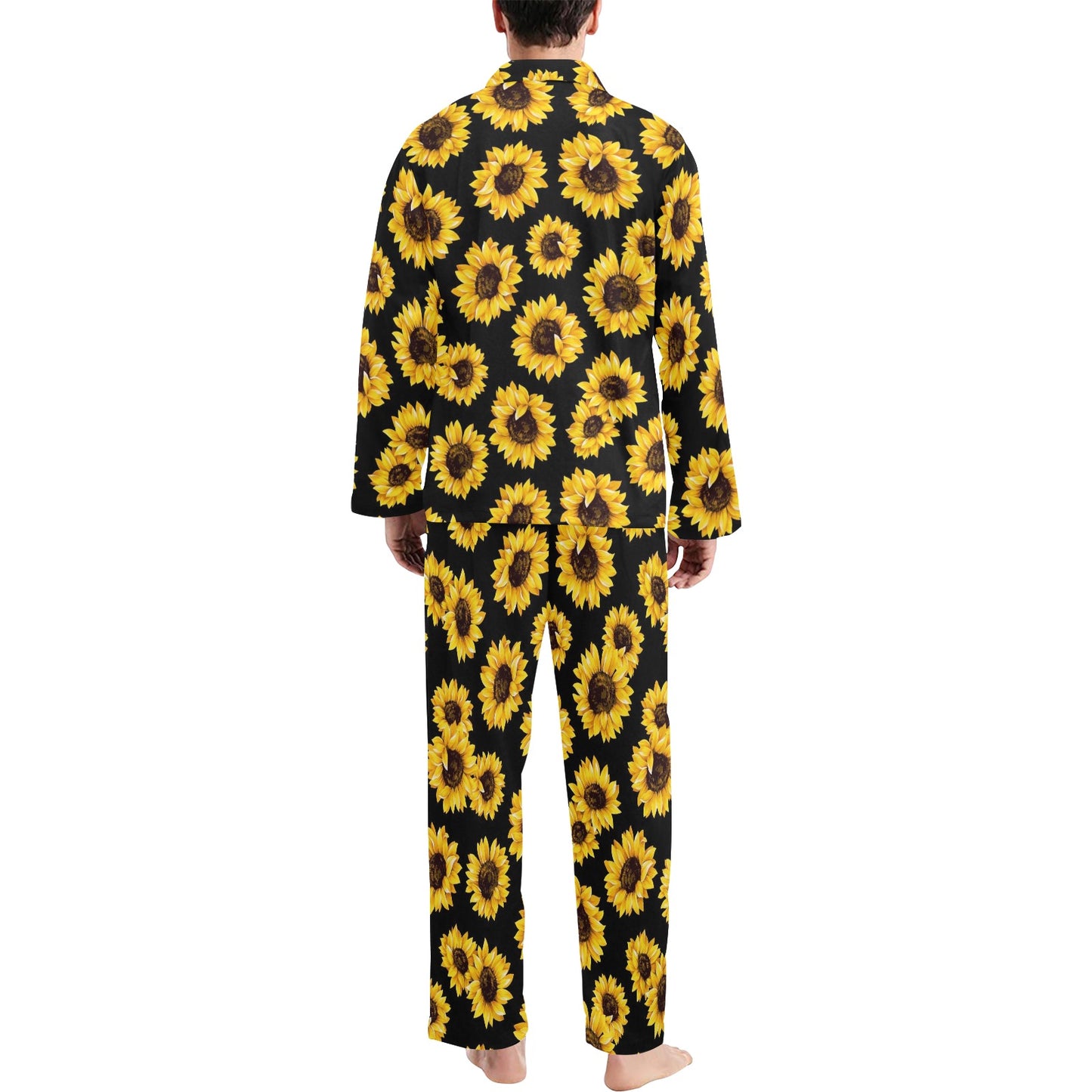 Sunflower Pattern Print Design SF05 Men's Long Pajama Set