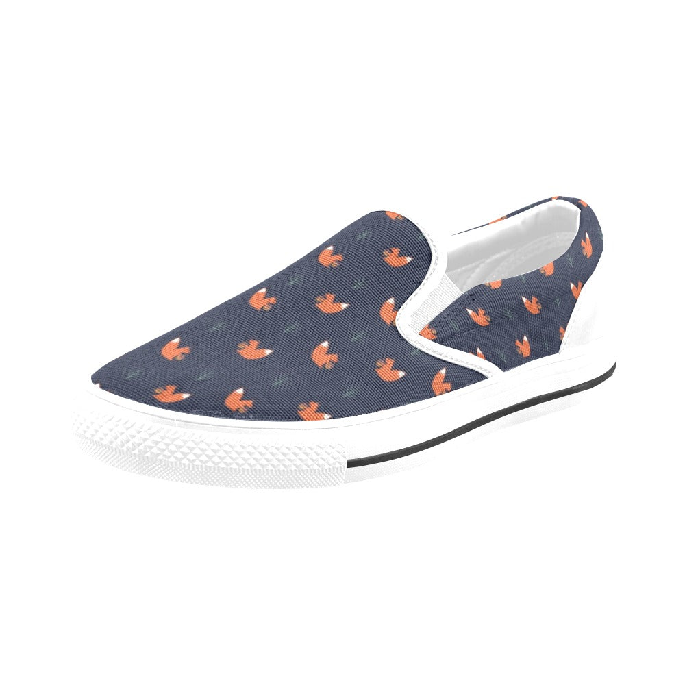 Squirrel Print Design LKS303 White Slip Ons Canvas Women's Shoes