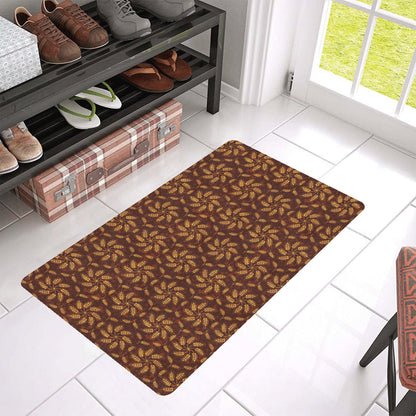 Agricultural Brown Wheat Print Pattern Rubber Doormat
