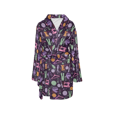 Sewing Equipment Print Design LKS306 Women's Fleece Robe