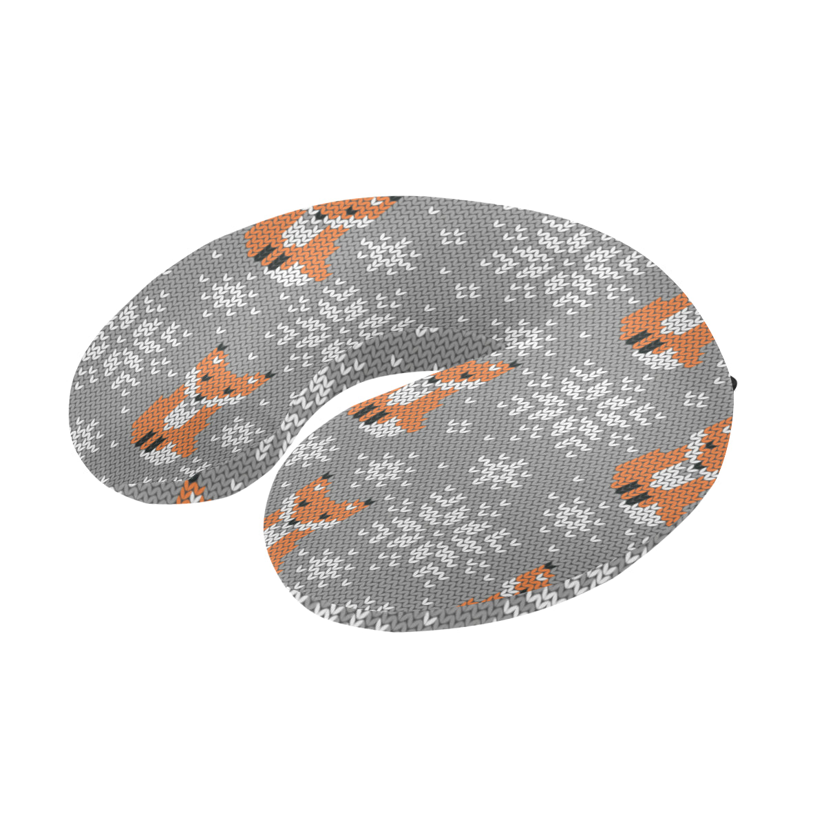 Knit Red Fox Pattern Print Design 02 U-Shaped Travel Neck Pillow