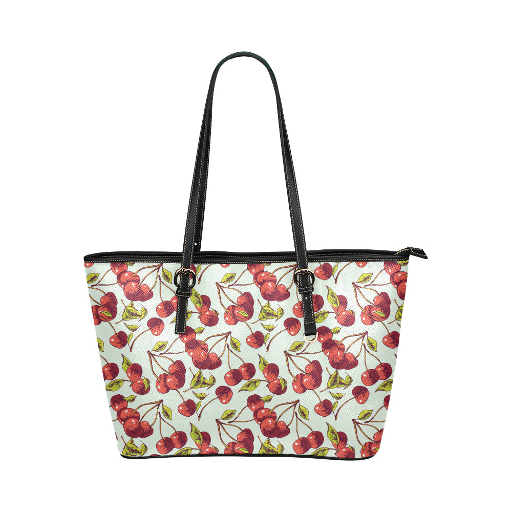 Cherry Hand Draw Leather Tote Bag