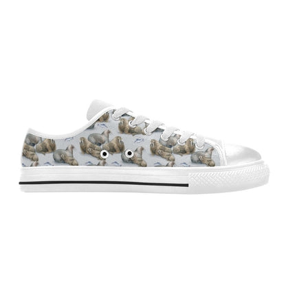Walrus Print Design LKS401 Women's White Low Top Shoes