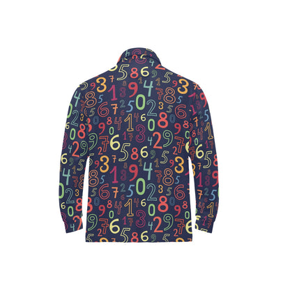 Number Pattern Print Design A01 Long Sleeve Polo Shirt For Men's