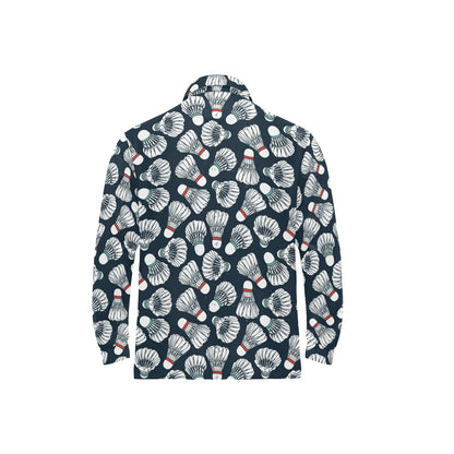 Badminton Ball Pattern Print Design 01 Long Sleeve Polo Shirt For Men's