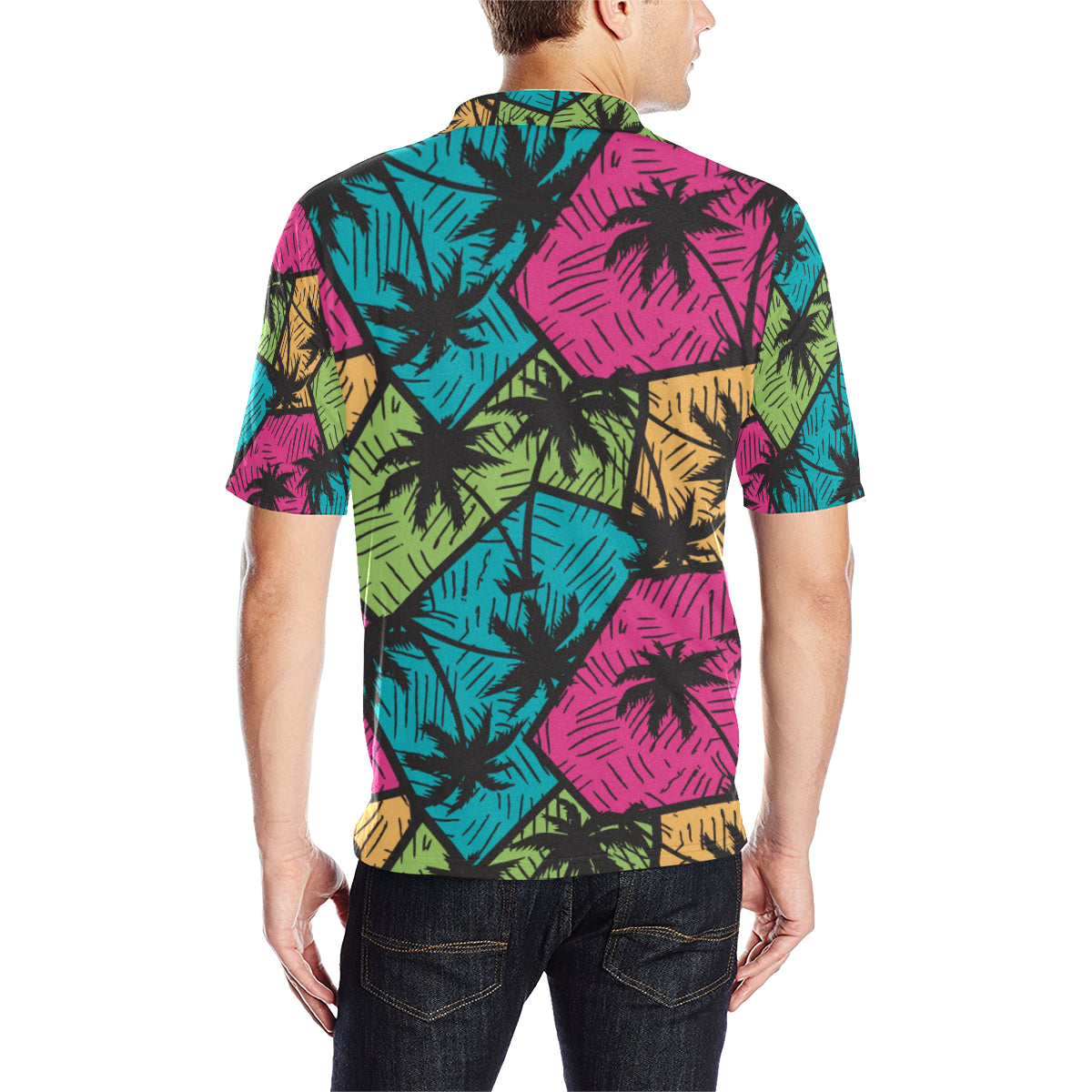 Palm Tree Pattern Print Design PT09 Men Polo Shirt