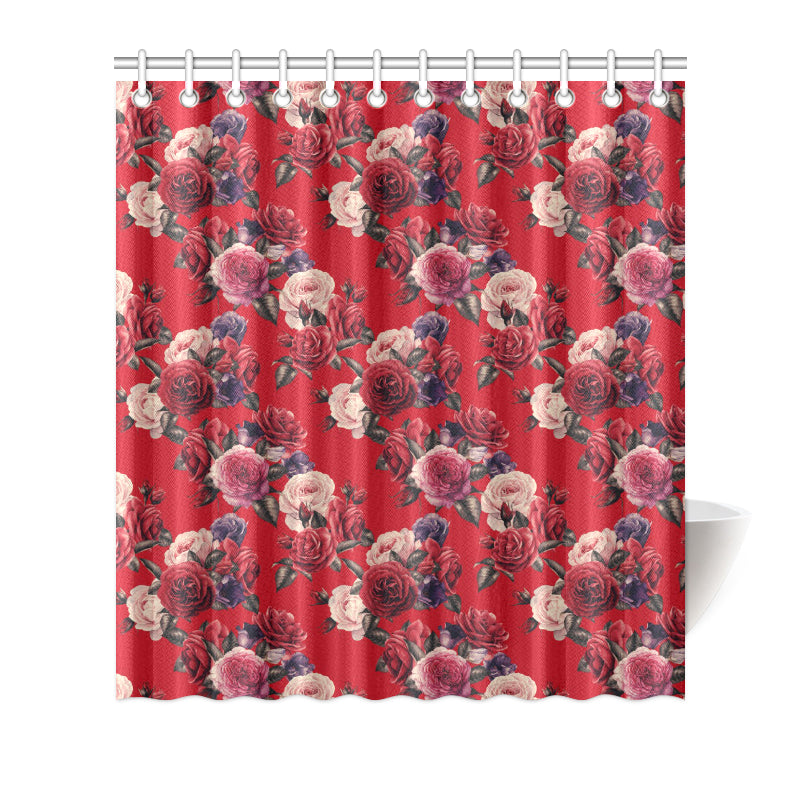 Rose Red Pattern Print Design RO07 Shower Curtain