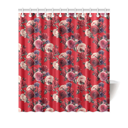 Rose Red Pattern Print Design RO07 Shower Curtain