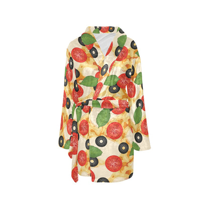 Pizza Pattern Print Design A05 Women's Fleece Robe
