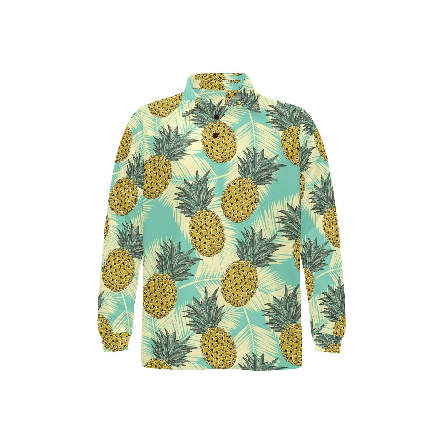 Pineapple Pattern Print Design PP03 Long Sleeve Polo Shirt For Men's
