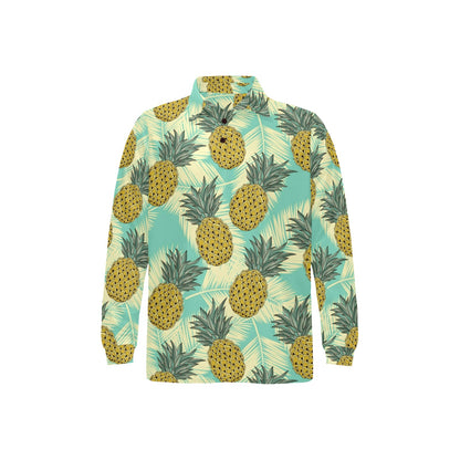 Pineapple Pattern Print Design PP03 Long Sleeve Polo Shirt For Men's