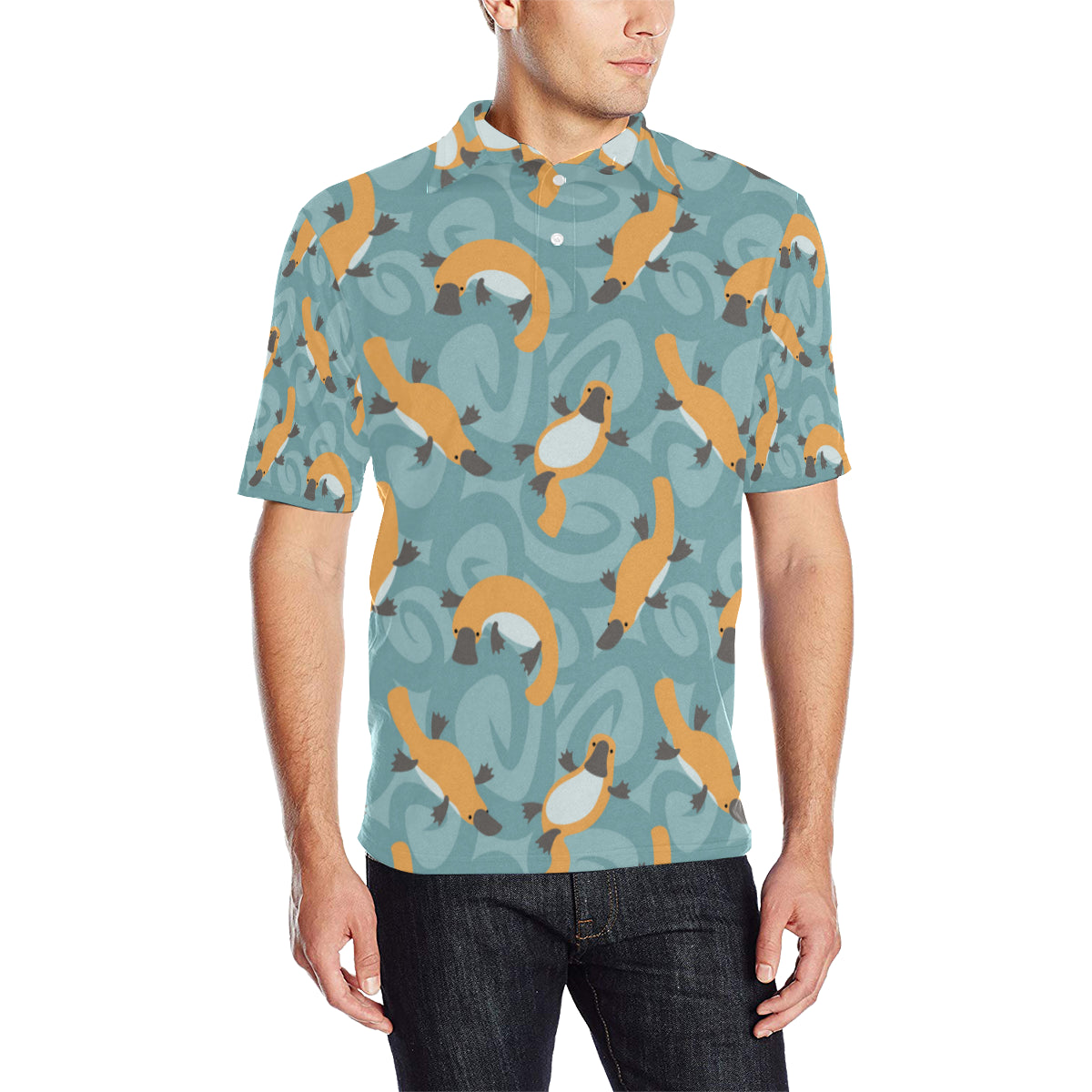 Platypus Pattern Print Design A01 Men Polo Shirt