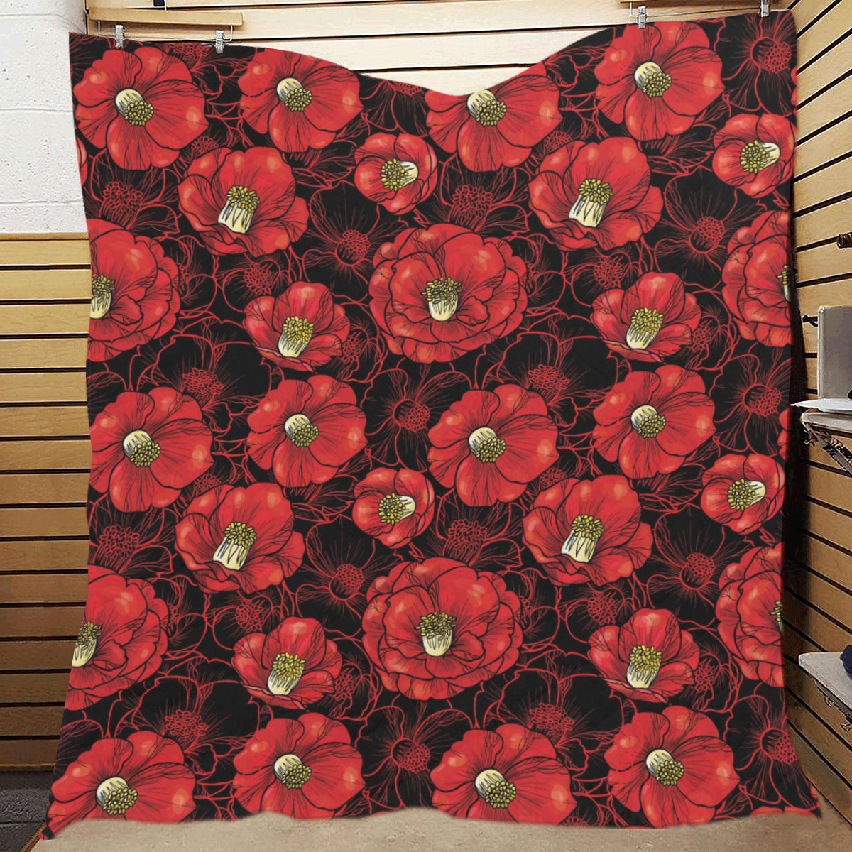 Camellia Pattern Print Design CM06 Premium Quilt