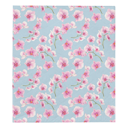 Orchid Pattern Print Design A01 Premium Quilt